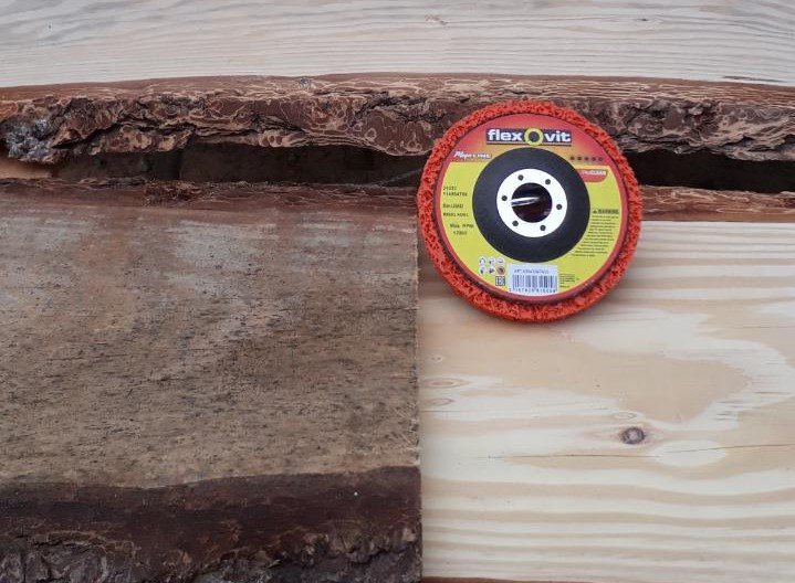 Disque Flexclean avant/après sur le bois