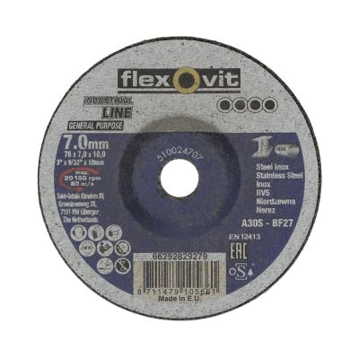 66252829279 Grinding wheel Straight Grinder Flexovit General Purpose METAL INOX 76x7x10