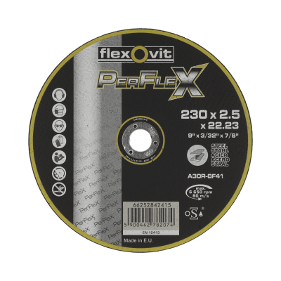 66252842415 Flexovit Flexovit Perflex Metal Cutting Discs 230x2.5x22.23 GRIT 30