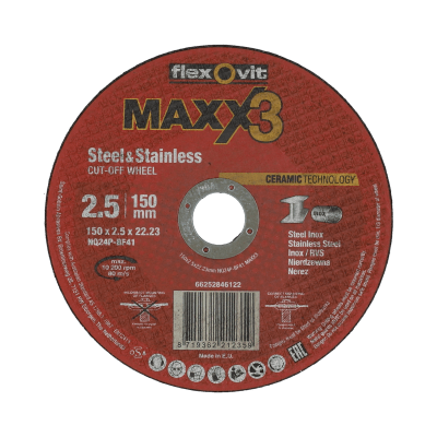 66252846122 Flat cutting off wheel Angle Grinder Flexovit MAXX 3-METAL-150x2.5x22.23