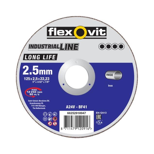 Flexovit Industrial Line Long Life Inox - Doorslijpschijven