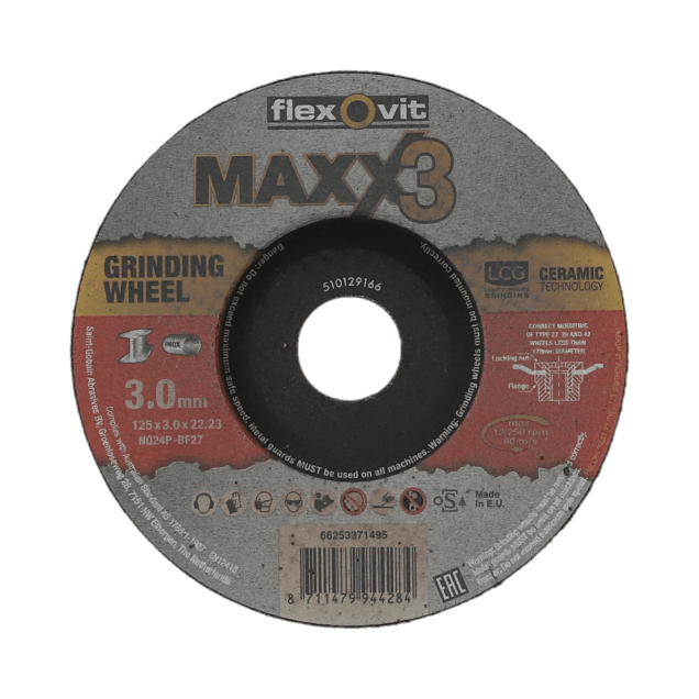 66253371495 Grinding wheel Angle Grinder Flexovit MAXX 3 METAL INOX 125x7x22.23